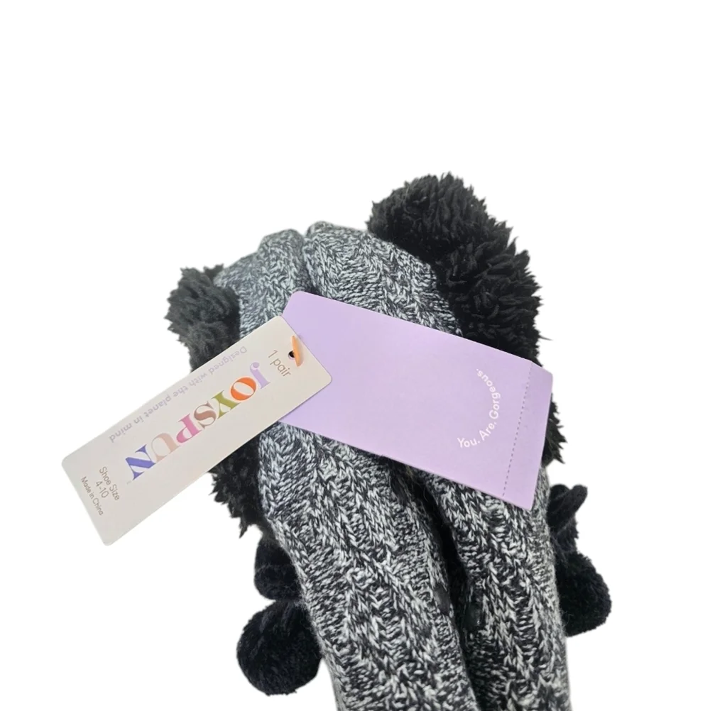 NWT Joyspun Black Heathered Gray Slipper Socks 4-10